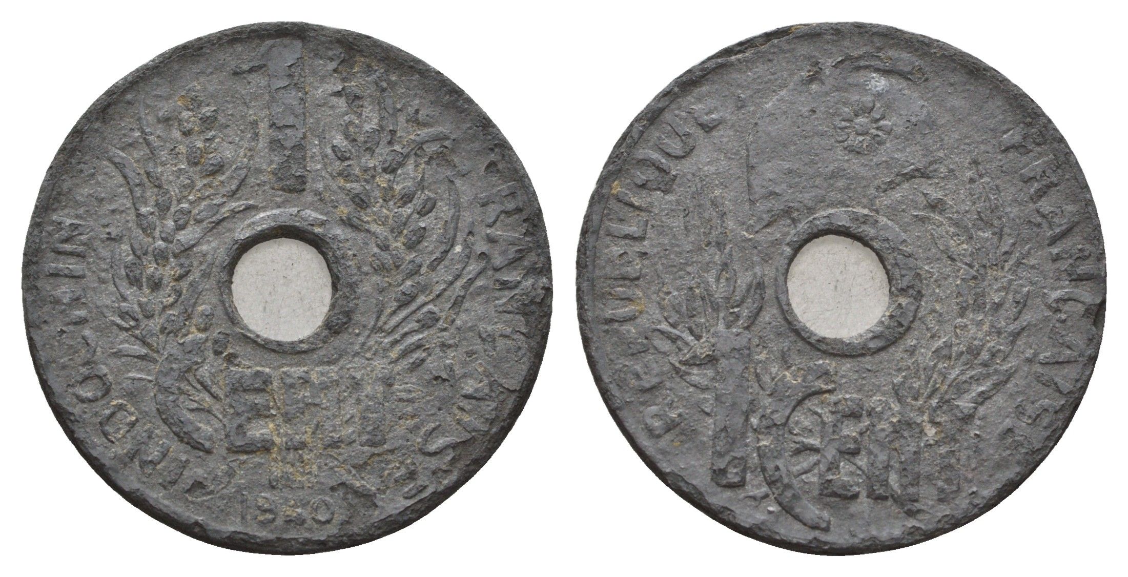 Французский Индокитай 1 сантим 1940 KM 24.2 цинк 4672-923