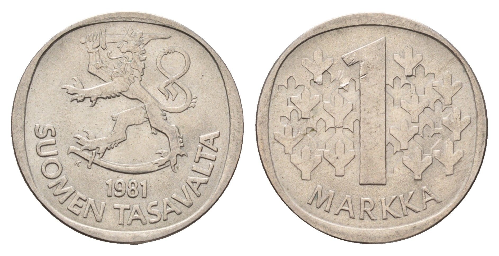 Финляндия 1 марка 1981 KM 49a медно-никель UNC 4675-133