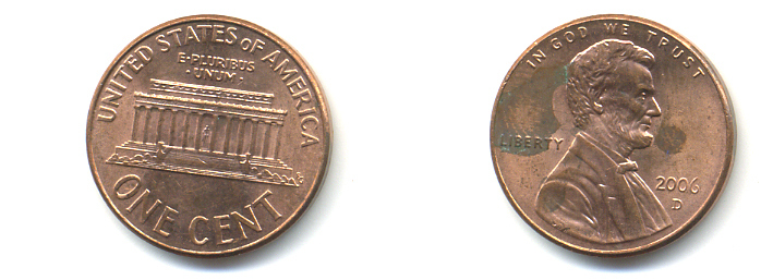 США 1 ЦЕНТ 2006 D ЛИНКОЛЬН KM 201b цинк плакированный медью 179-565