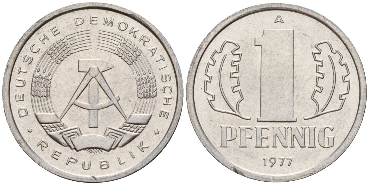 ГДР 1 пфенниг 1977 A KM 8.2 алюминий 116-1234