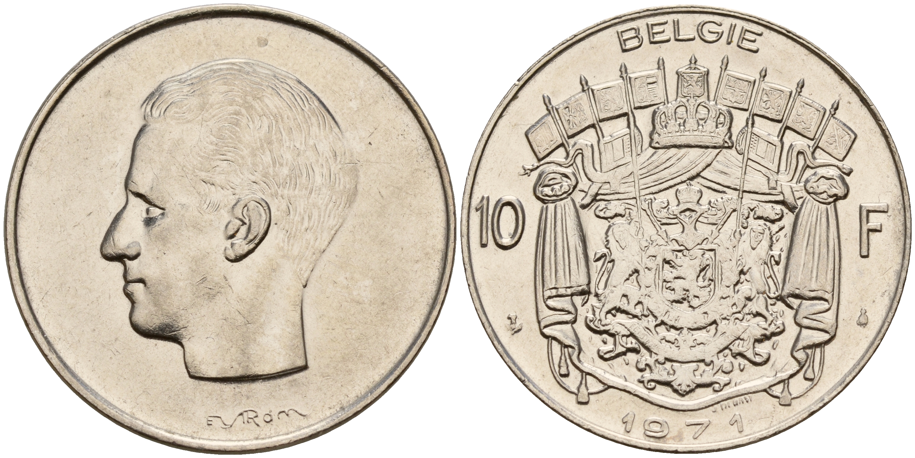 Бельгия 10 франков 1971 Belgie KM 156.1 никель    4187-444