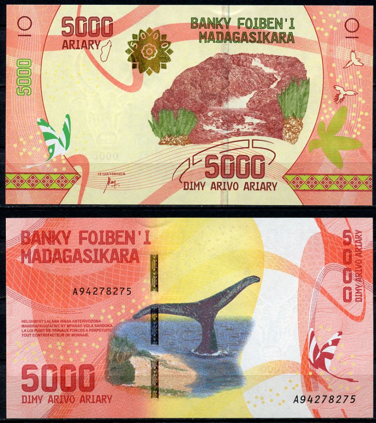 Мадагаскар 5000 ариари ND (2017) кит Pick 101  бумага  UNC (пресс) 448-80-2