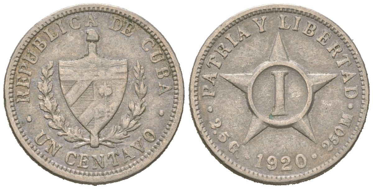 Куба 1 сентаво 1920 KM 9.1 медно-никель 4615-865