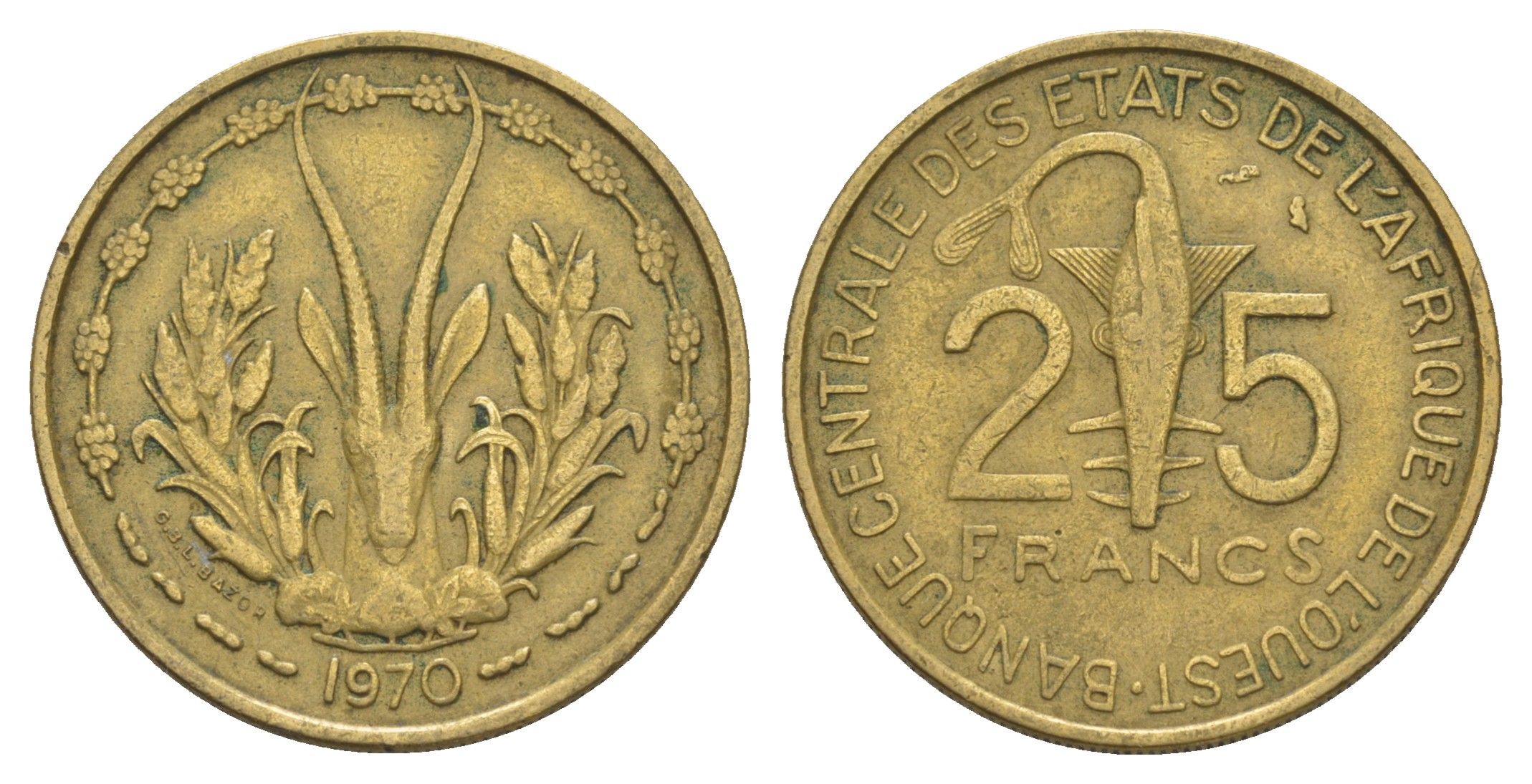 Западная Африка (BCEAO) 25 франков 1970 KM 5 медь алюминий никель 4656-847