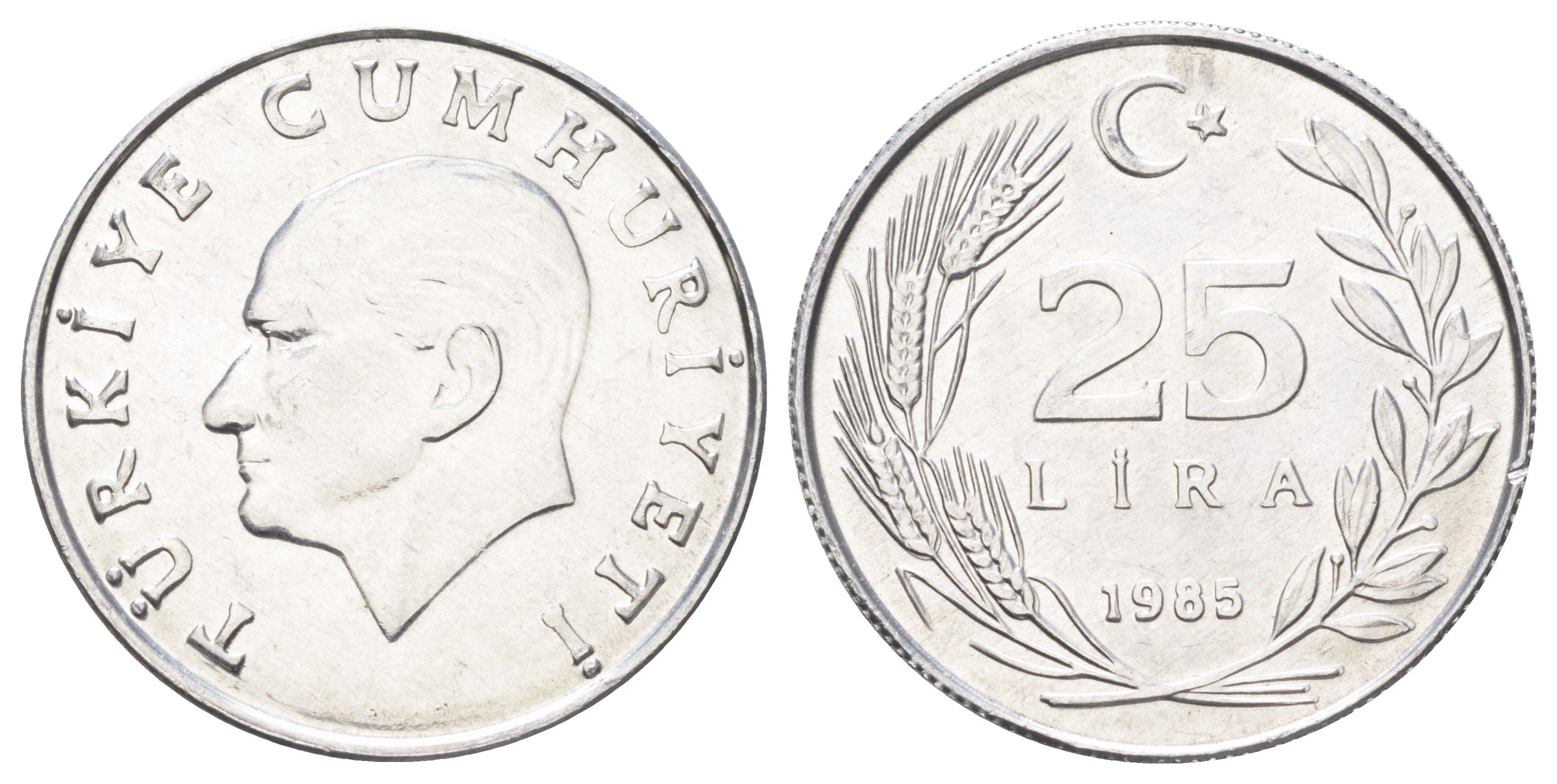 Турция 25 лир 1985 Кемаль Ататюрк KM 975 алюминий UNC 4699-1232