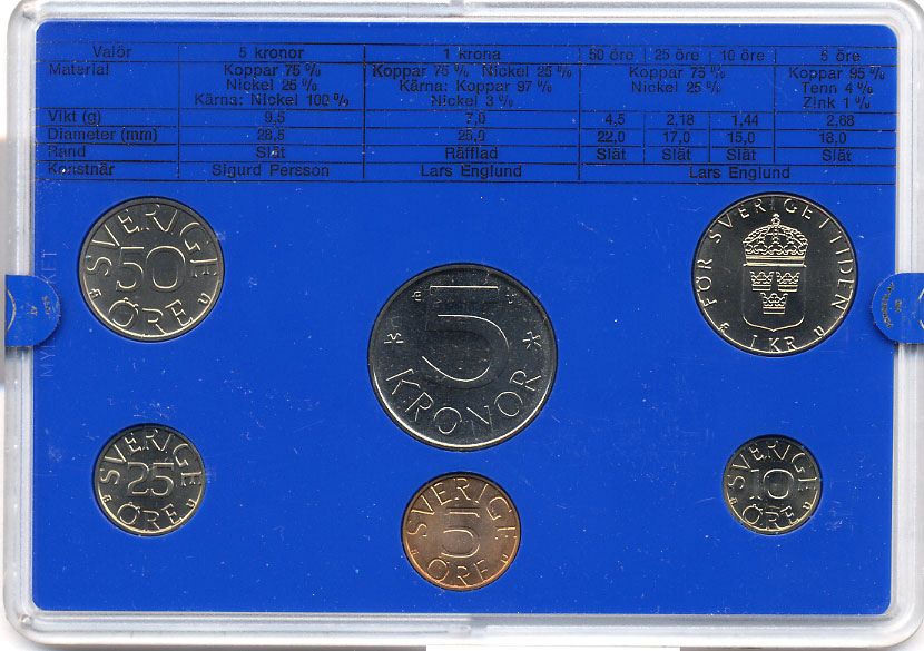 Швеция набор монетного двора из 6 монет 1981 в пластике, Карл XVI Густав (1973- ) KM MS19 UNC 7-5-7-190