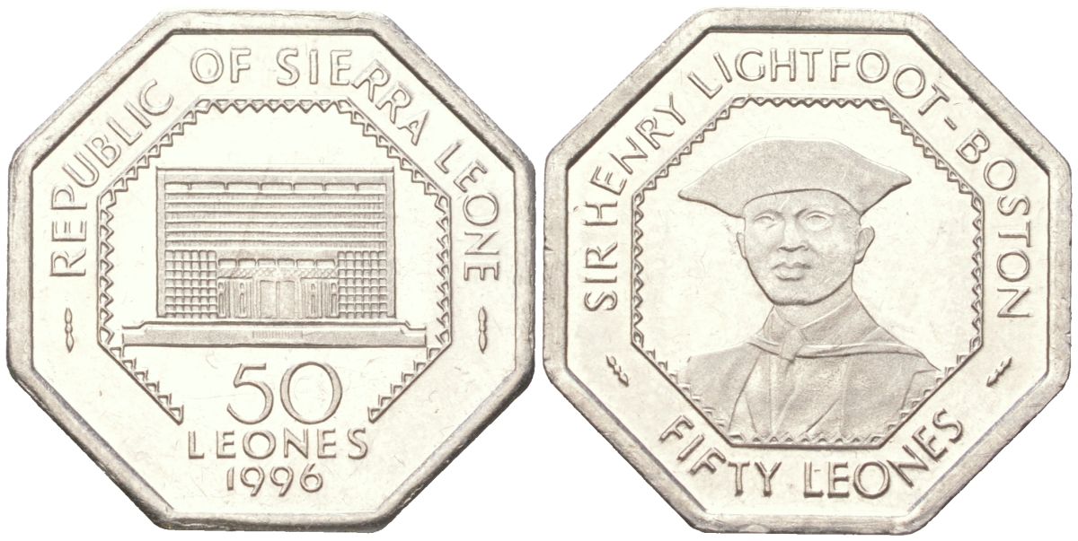Сьерра-Леоне 50 леоне 1996 KM 45 сталь плакированная никелем PROOF 1527-344