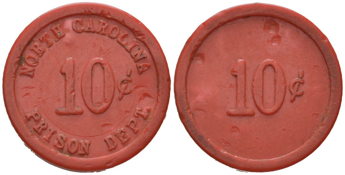 США, тюремное управление Северной Каролины тюремный жетон в 10 центов ND (1930-1970) пластик 4150-645
