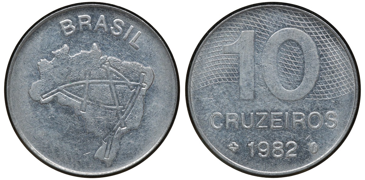 БРАЗИЛИЯ 10 КРУЗЕЙРО 1982 KM 593.1 сталь aUNC 72-1437