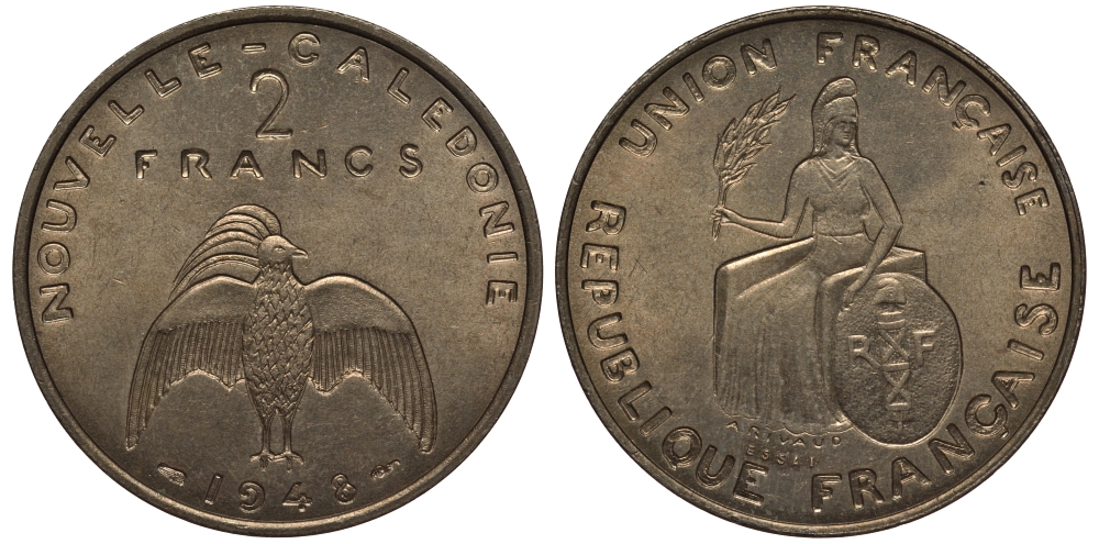 Французская Новая Каледония 2 франка 1948 PROBA, ESSAI KM E6 UNC 272-232