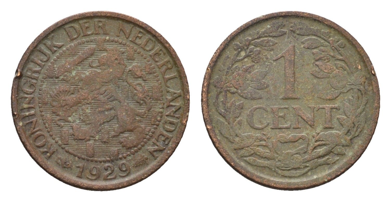 Нидерланды 1 цент 1929 Вильгельмина (1890-1948) KM 152 бронза 4684-1232
