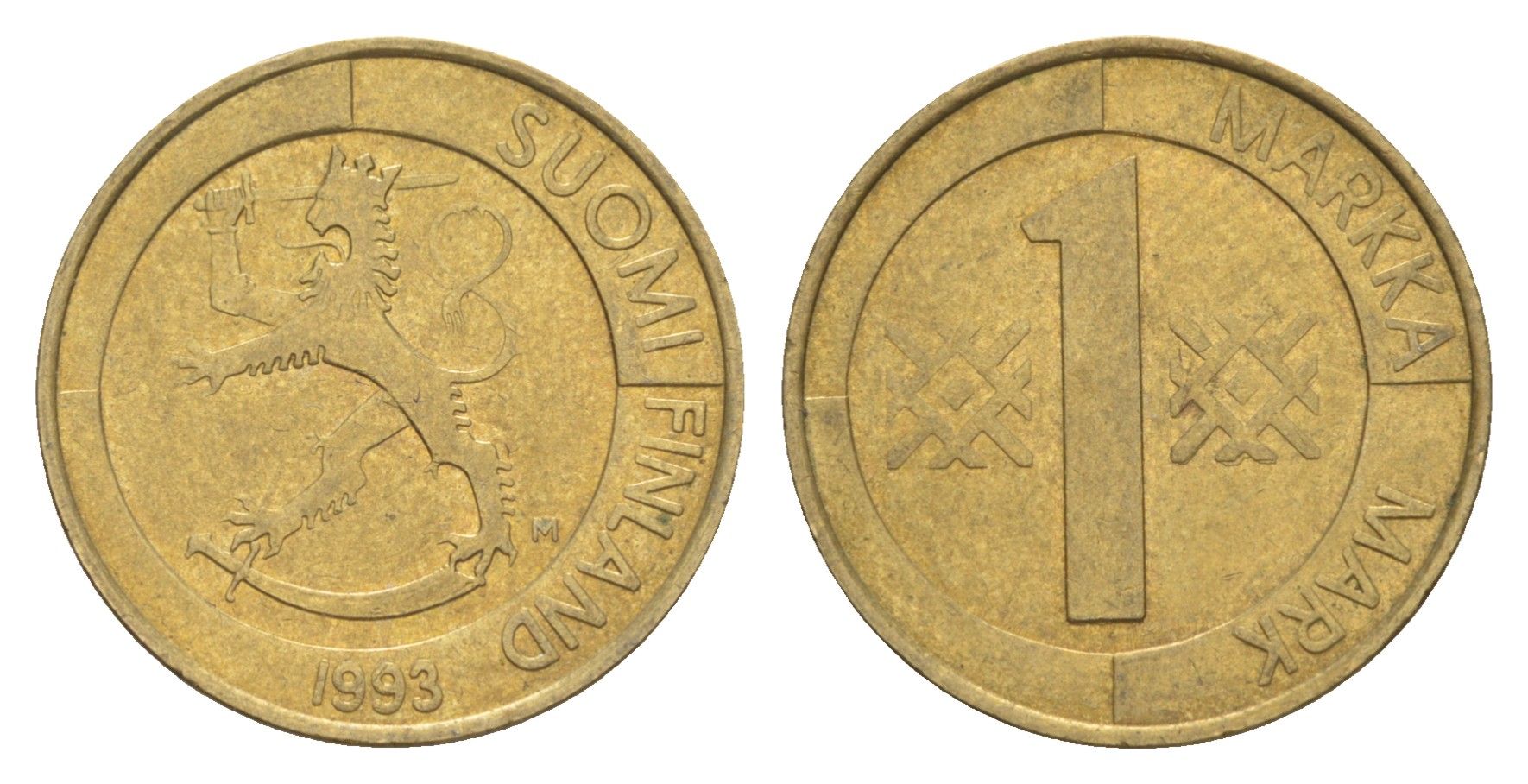 Финляндия 1 марка 1993 KM 76 алюминиевая бронза 4648-611