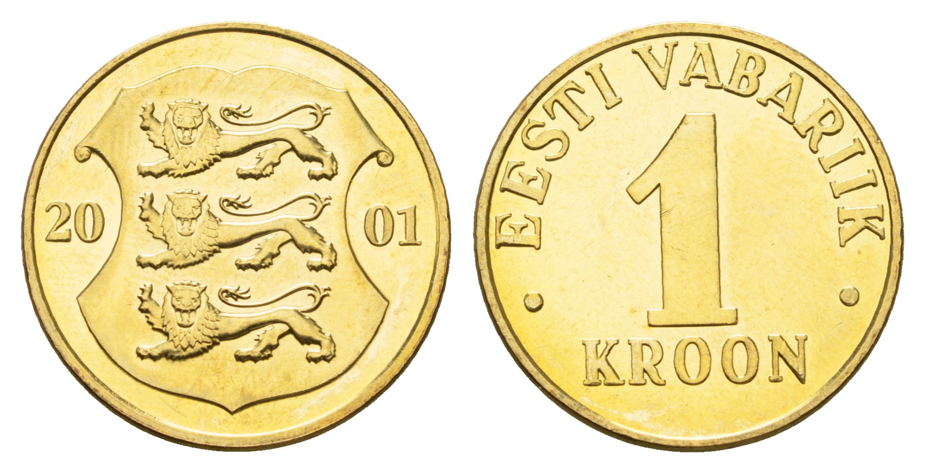 Эстония 1 крона 2001 KM 35 латунь UNC M82-13