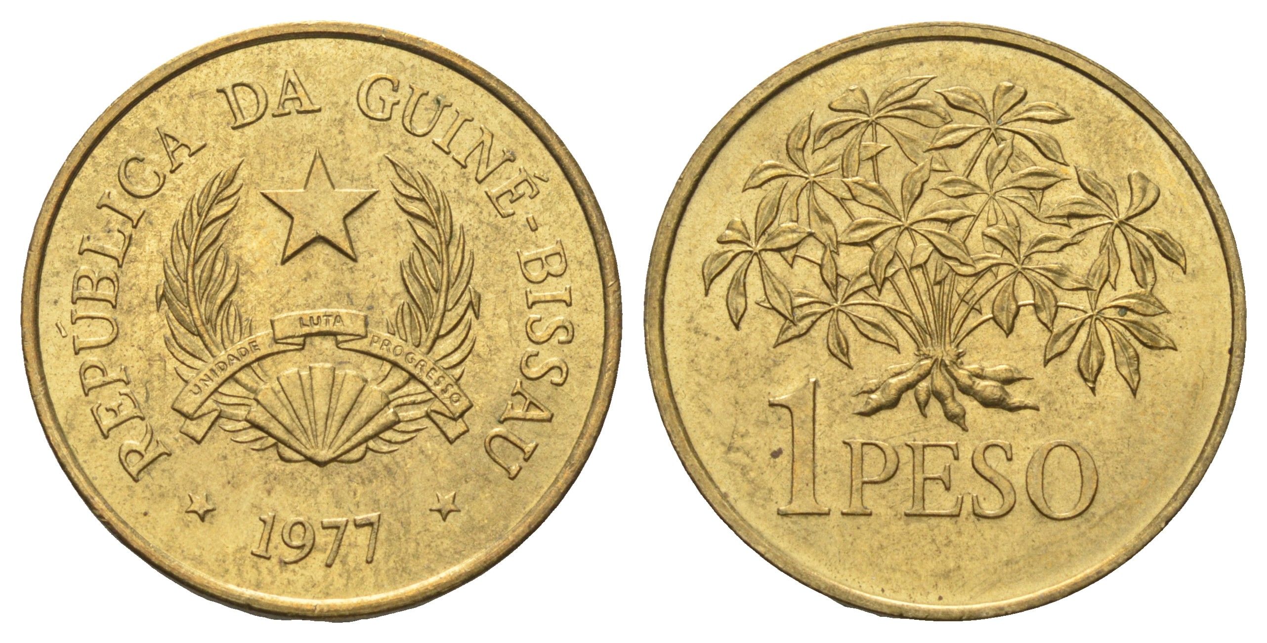 Гвинея-Бисау 1 песо 1977 год-тип KM 18 алюминиевая бронза UNC 4396-267