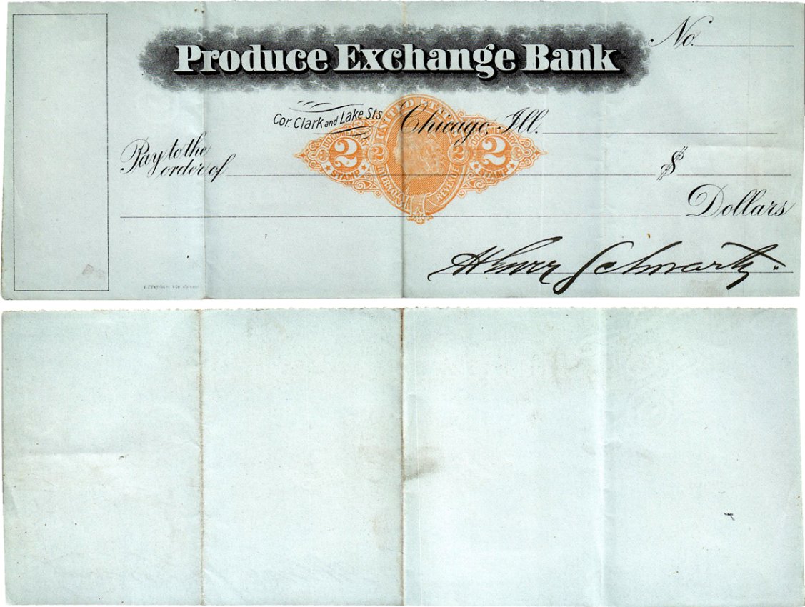 США пустой чек ND Produce Exchange Bank бумага 434-24-3-1