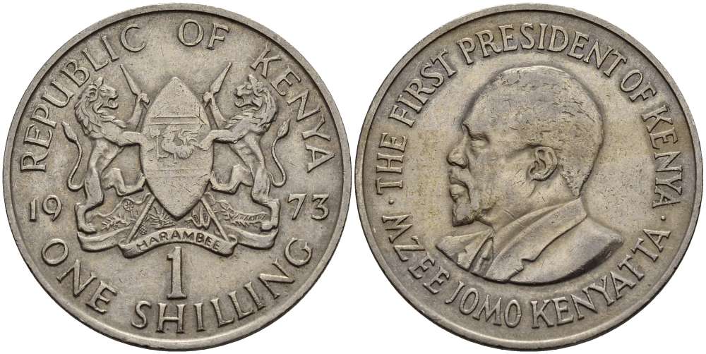 Кения 1 шиллинг 1973 Джомо Кениата KM 14 медно-никель 4512-216