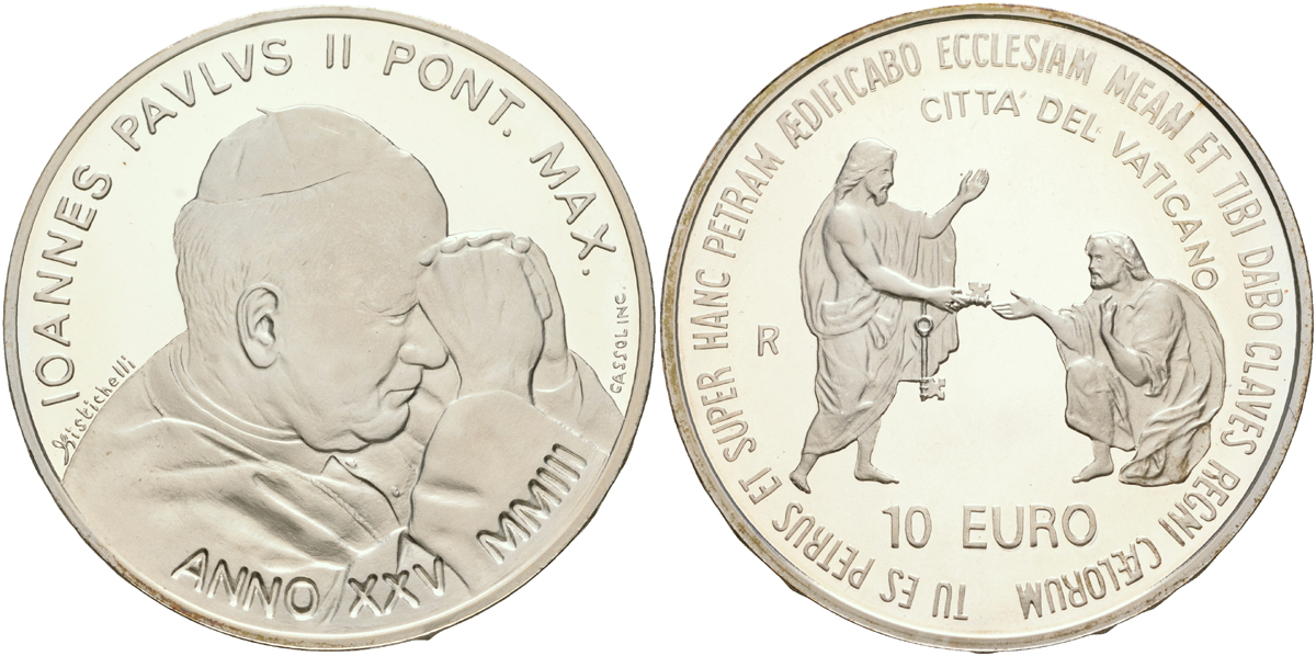 Ватикан 10 евро 2003 серебро PROOF 7-5-4-11