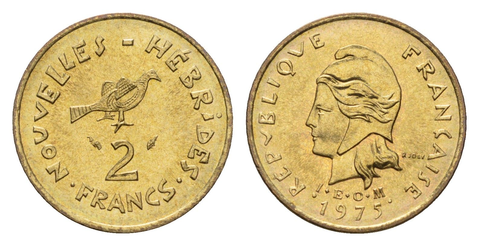 Новые Гебриды 2 франка 1975 KM 5.2 медь алюминий никель UNC 53-553