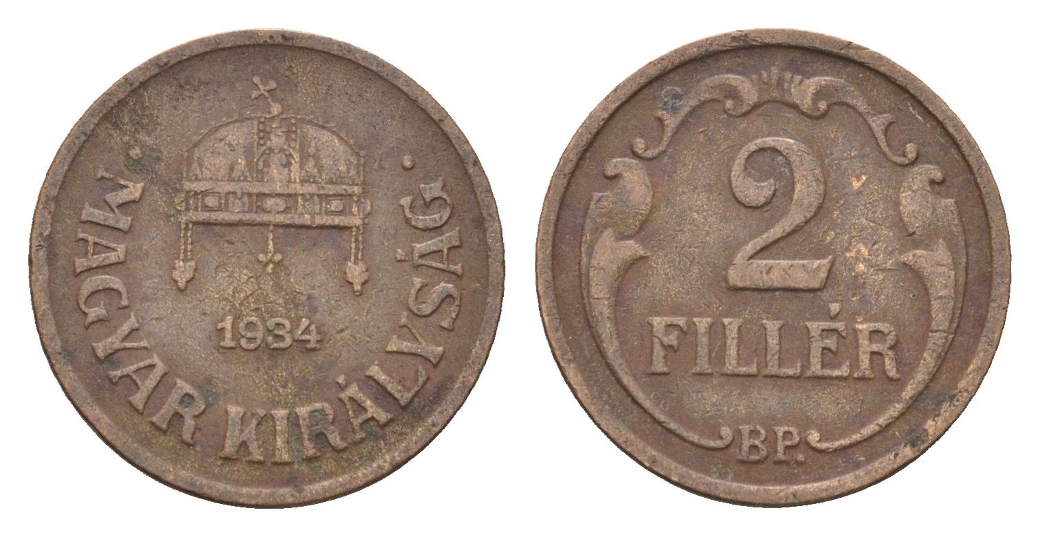Венгрия 2 филлера 1934 BP KM 506 бронза 4664-842