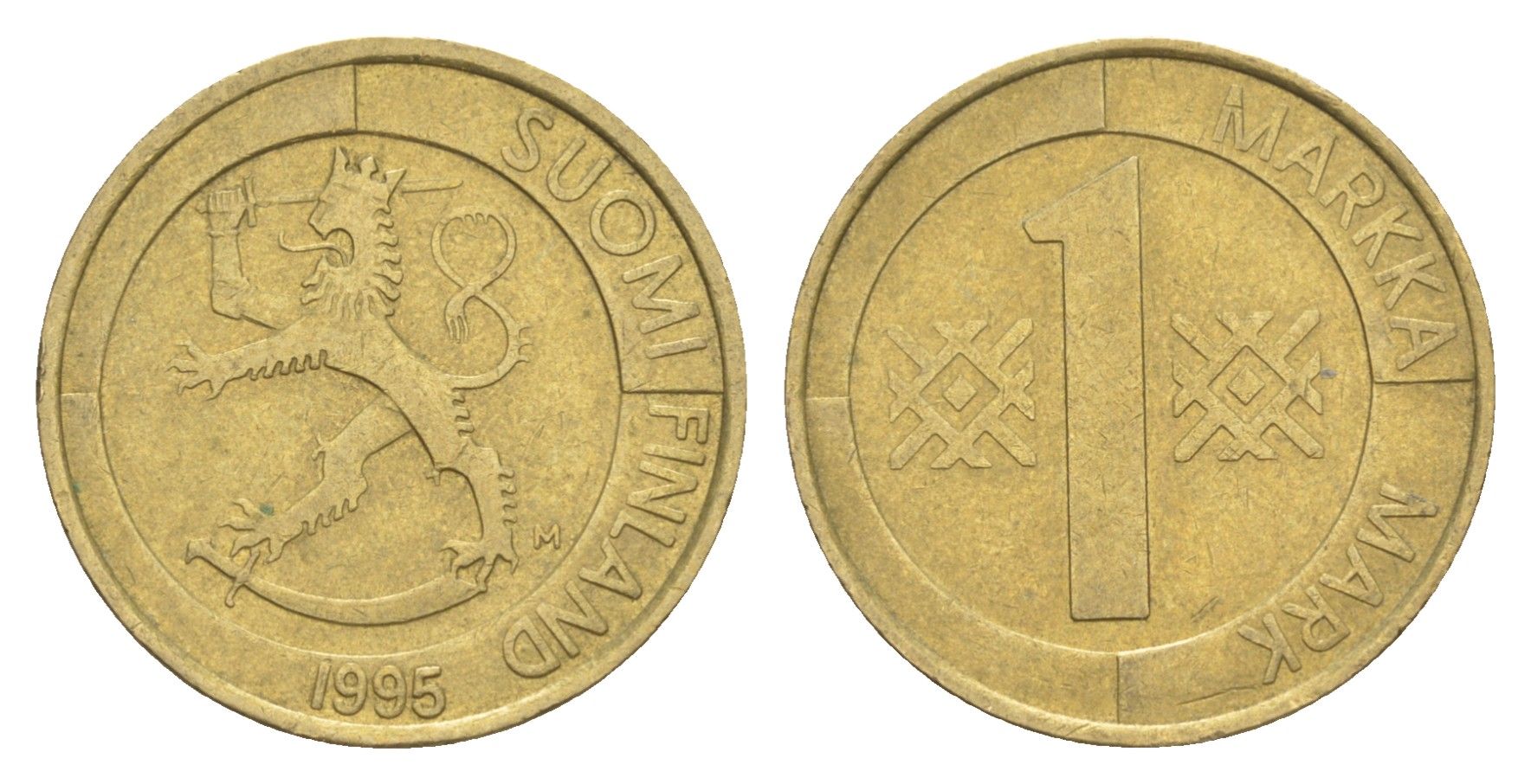 Финляндия 1 марка 1995 KM 76 алюминиевая бронза 4648-613