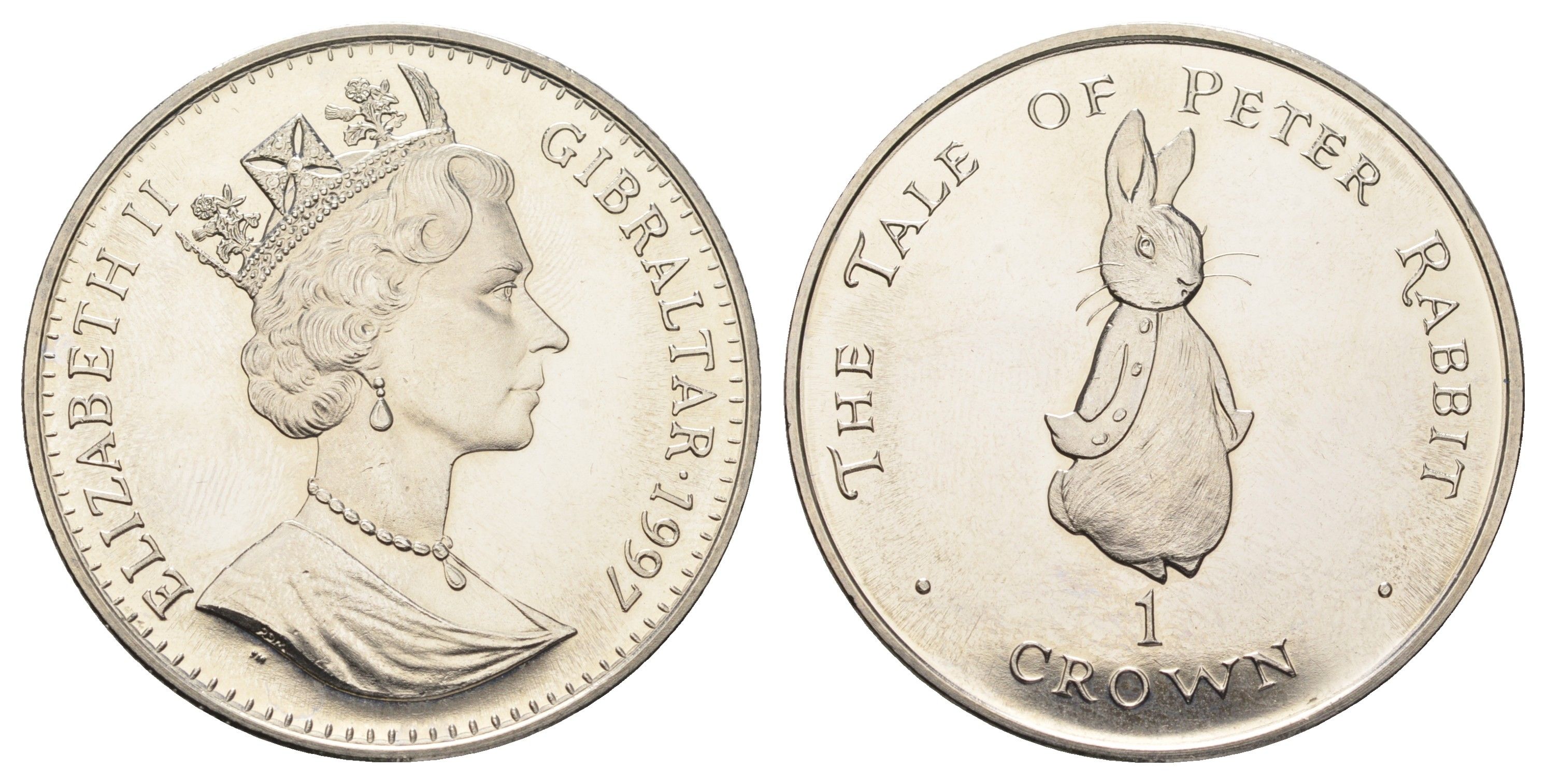 Гибралтар 1 крона 1997 Кролик Питер KM 525 медно-никель BU 1524-1934