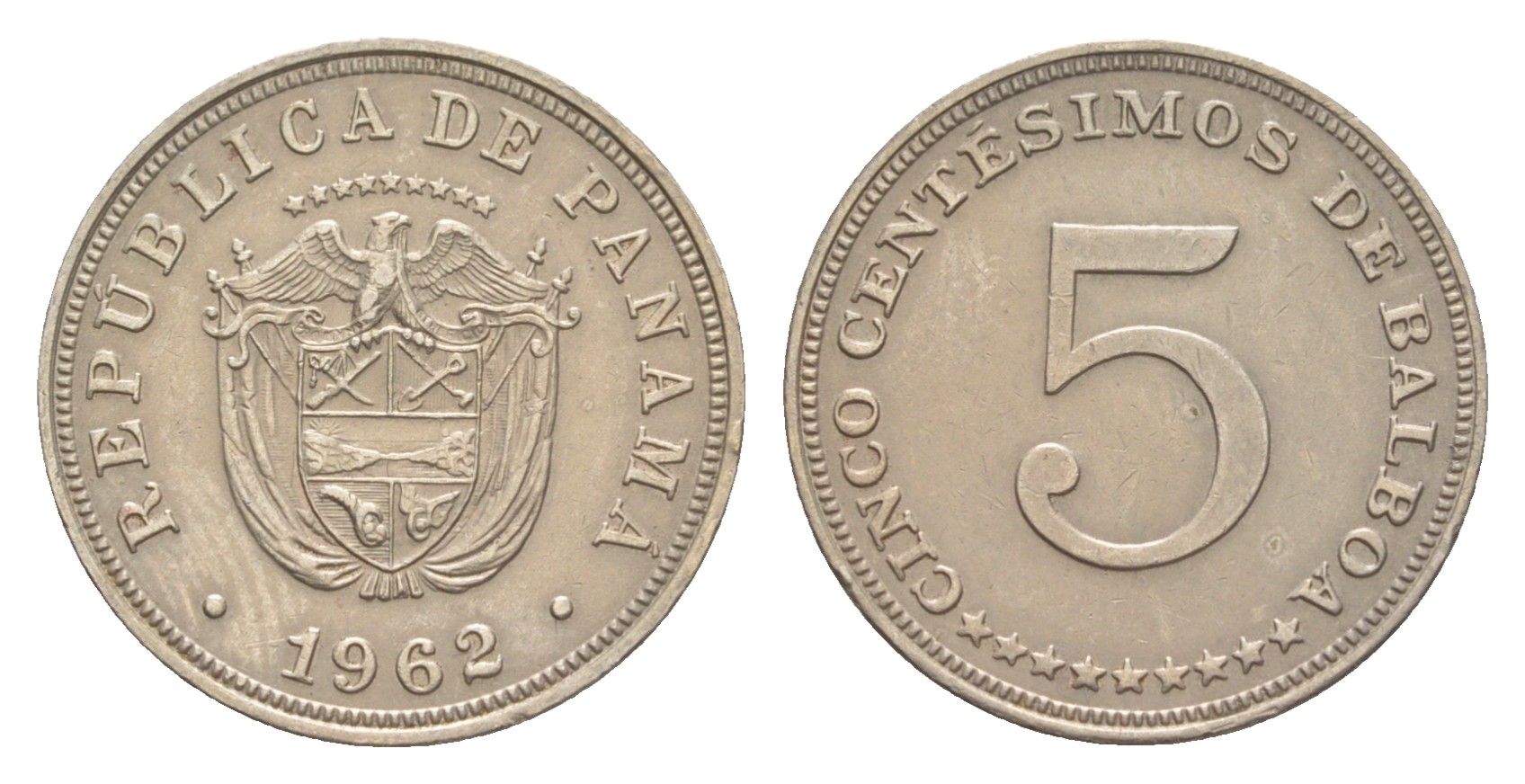 Панама 5 сентесимо 1962 KM 23.2 медно-никель 4643-1244