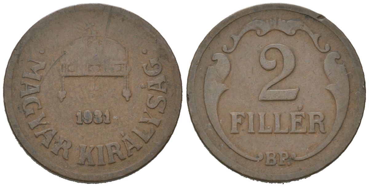 Венгрия 2 филлера 1931 BP KM 506 бронза 4115-446