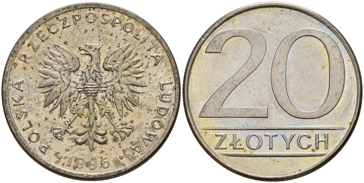 Польша 20 злотых 1986 MW Y 153.1 медно-никель 4187-653