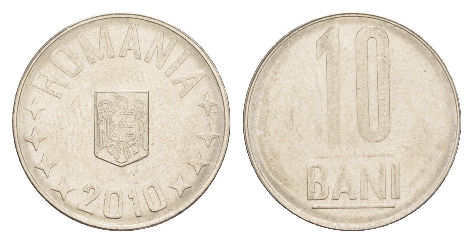 Румыния 10 бань (бани) 2010 KM 191 сталь плакированная никелем UNC 4644-1266