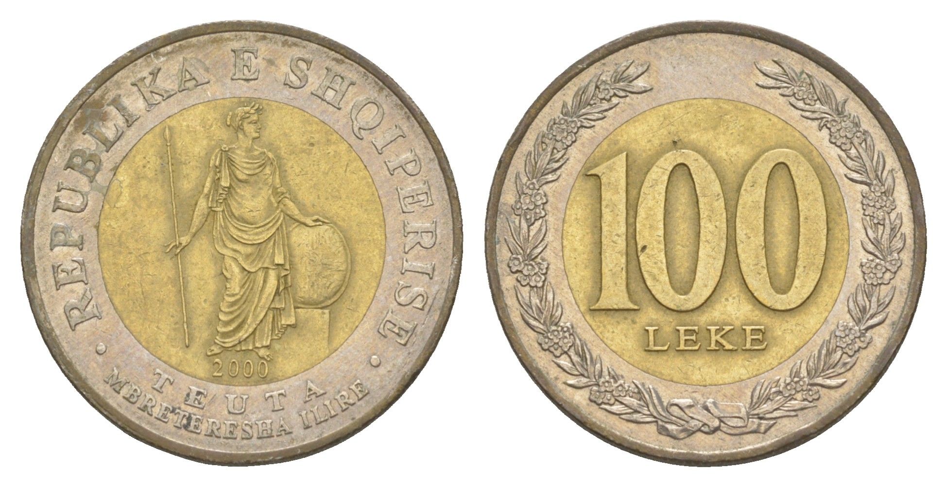 Албания 100 леков 2000 KM 80 биметалл 4529-435