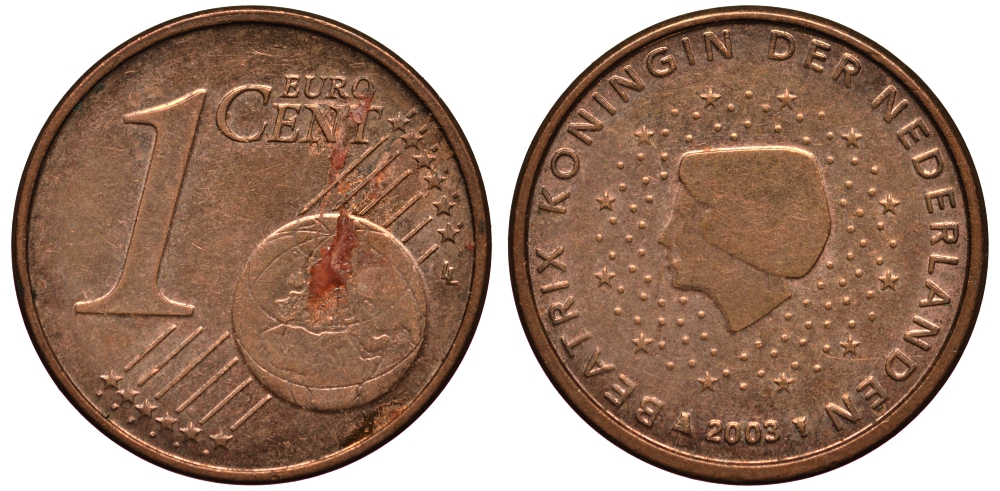 НИДЕРЛАНДЫ 1 ЕВРОЦЕНТ 2003 KM 234 сталь плакированная медью XF- 4181-139