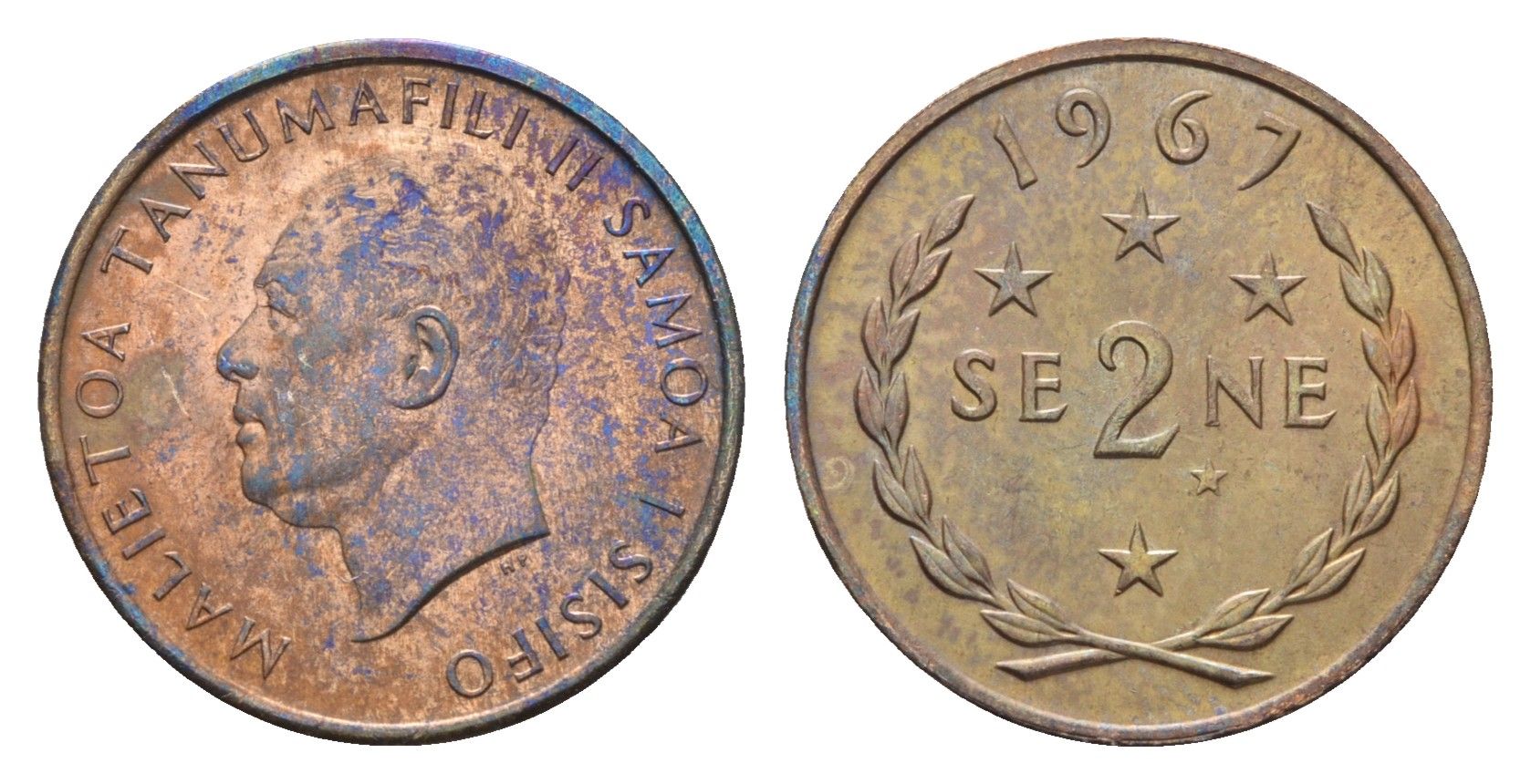 Самоа 2 сене 1967 год-тип KM 2 бронза UNC 4679-517