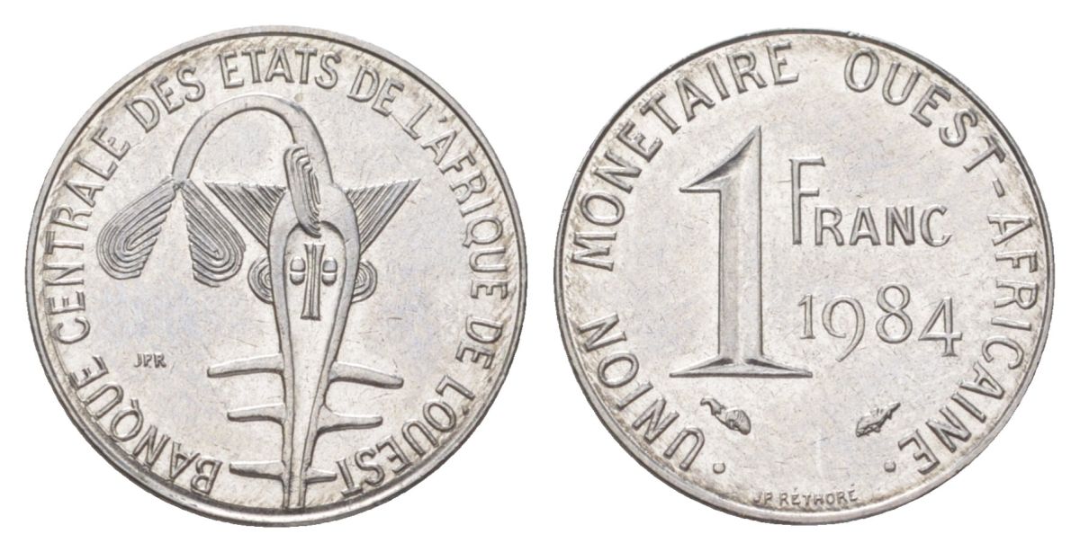 Западная Африка (BCEAO) 1 франк 1984 KM 8 нержавеющая сталь UNC 4617-419