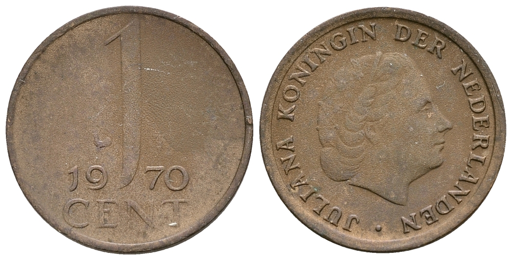 НИДЕРЛАНДЫ 1 ЦЕНТ 1970 ЮЛИАНА KM 180 бронза 61-1257