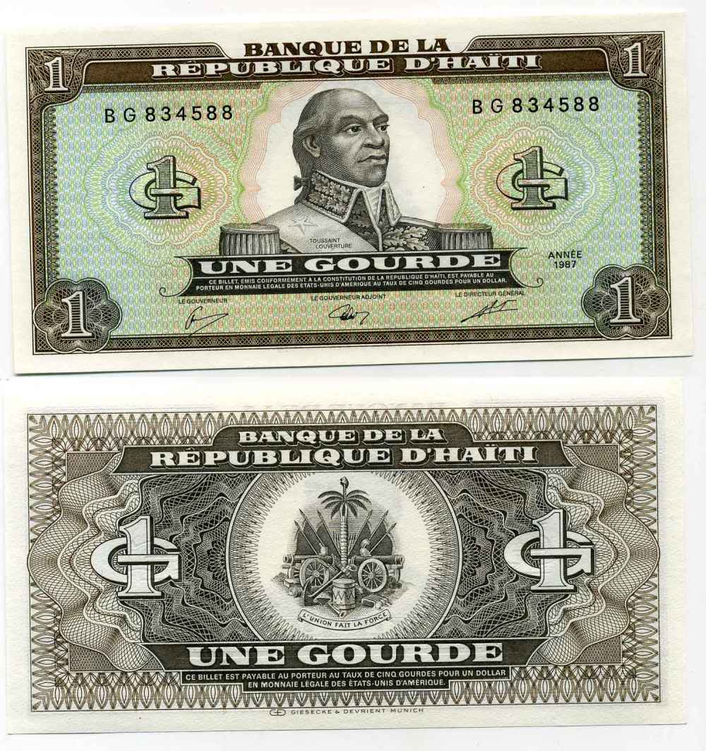 ГАИТИ 1 ГУРД 1987 Pick 245а бумага UNC (ПРЕСС) 8589-45-2-2