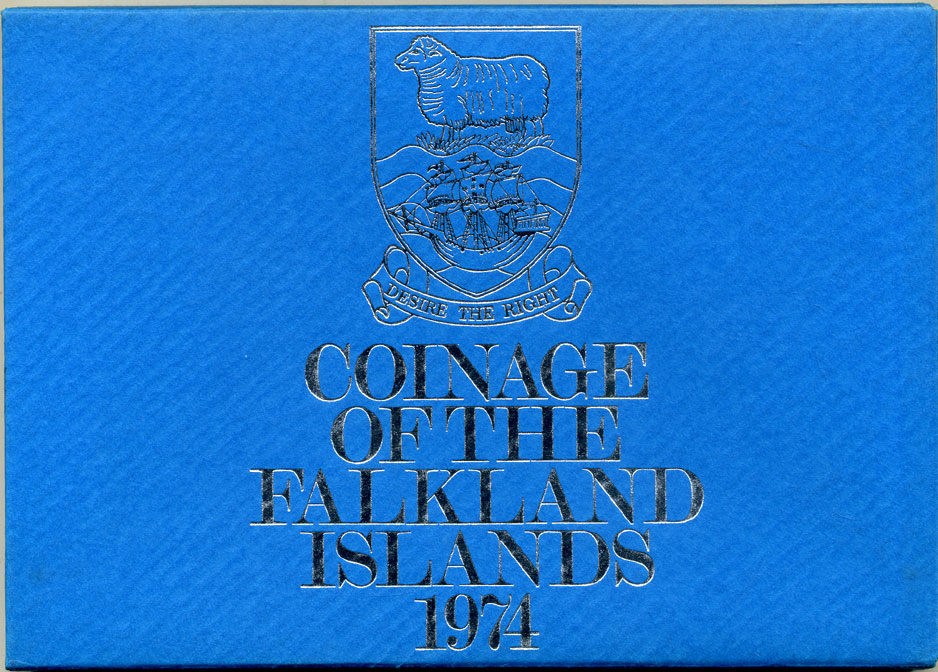 Фолклендские острова набор из 5 монет  1974 в оригинальной пластиковой упаковке, тираж 20000 экземпляров KM PS 1   PROOF  3-6-2-17