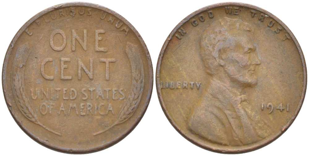 США 1 ЦЕНТ 1941 ЛИНКОЛЬН KM 132 бронза 218-867