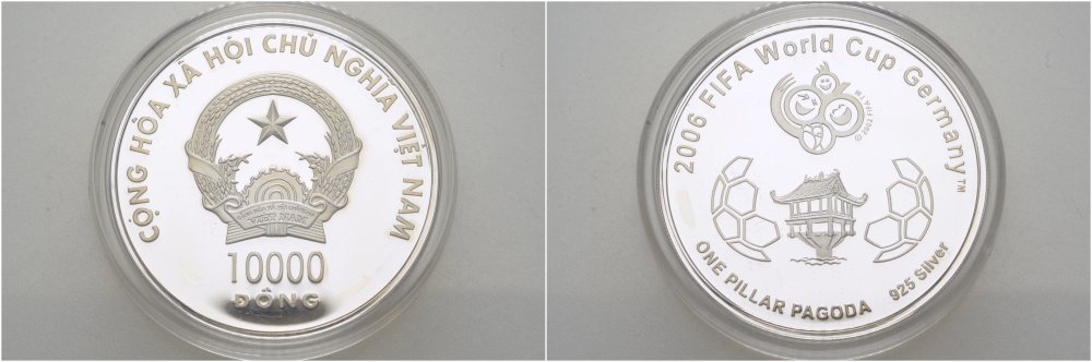 Вьетнам 10000 донг 2006 Чемпионат мира по футболу в Германии 2006 FIFA серебро PROOF 1077-6-33