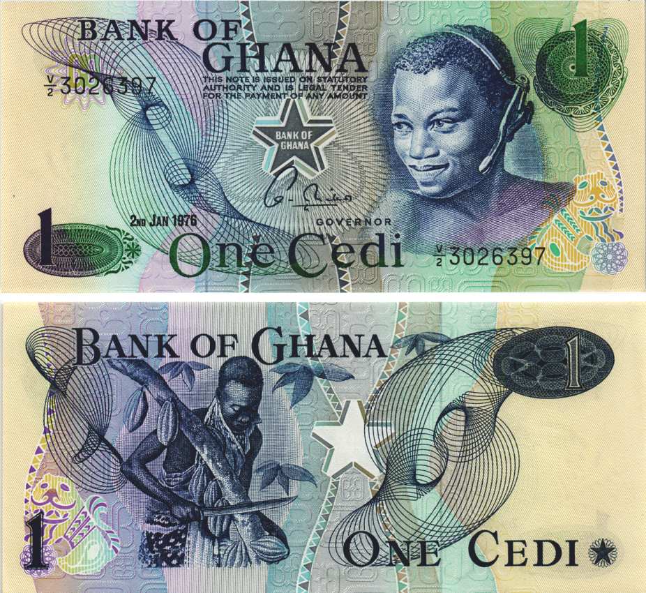 Гана 1 седи 1976 сбор какао Pick 13 с бумага UNC (пресс) 8564-43-1-1