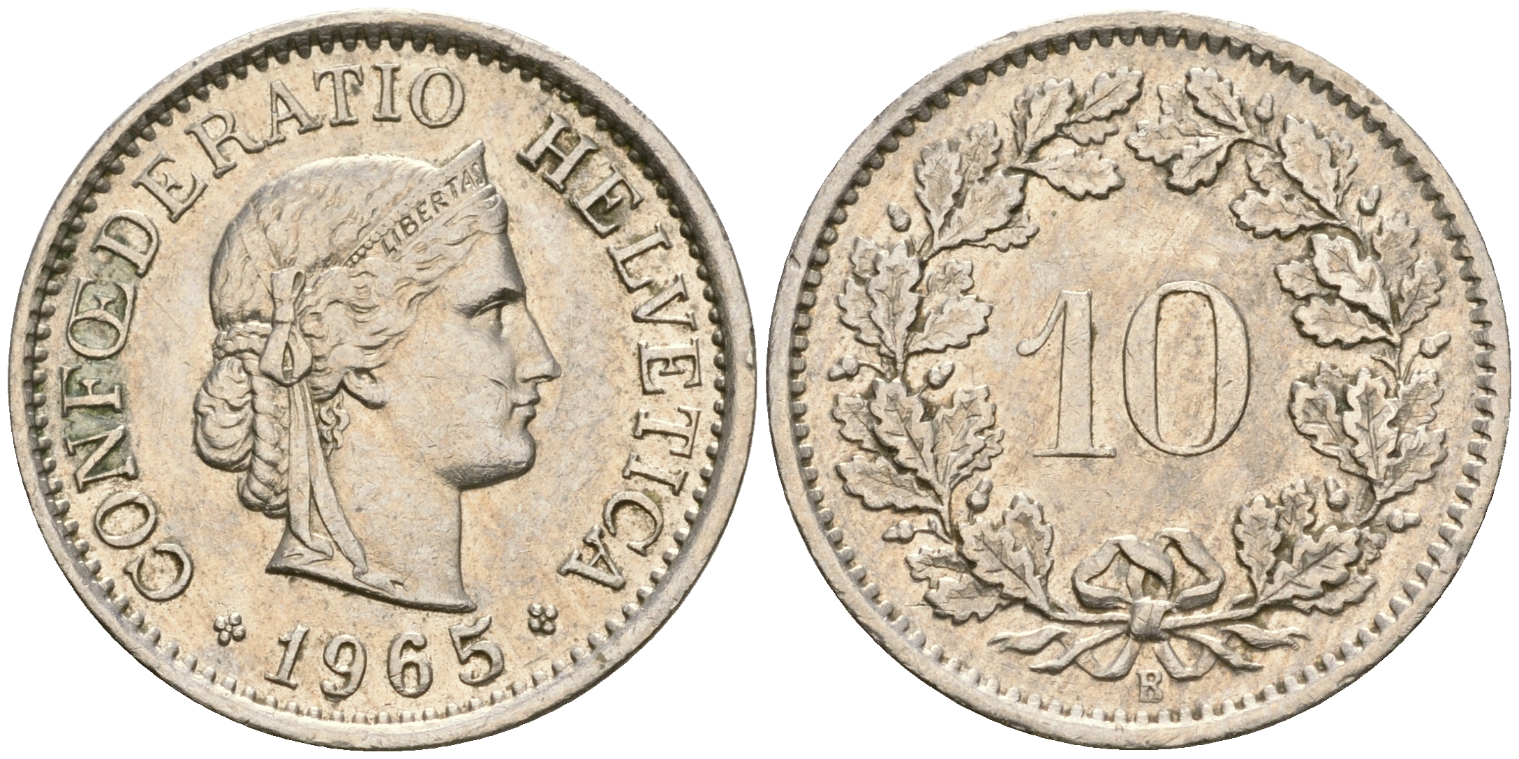 Швейцария 10 раппенов 1965 В KM 27 медно-никель 4364-1331