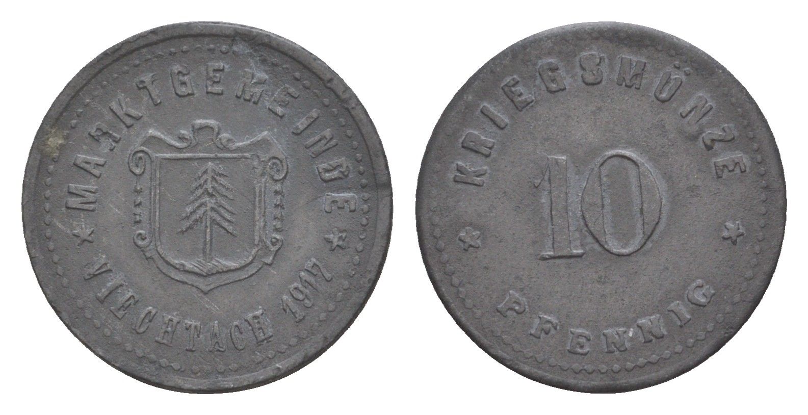 Фихтах 10 пфеннигов 1917 Funck 562.2 цинк 4636-1226