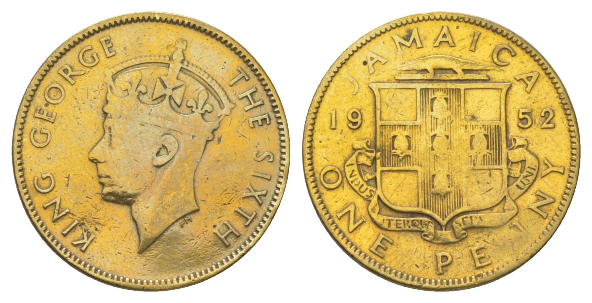 Ямайка 1 пенни 1952 KM 35 никель латунь 4628-627