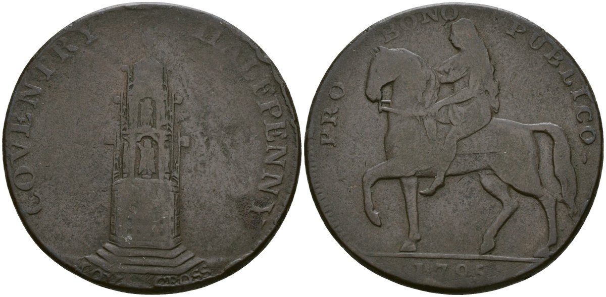 Великобритания, Уорвикшир 1/2 пенни 1795 Dalton & Hamer 246-9, 251/2 медь 4140-1245
