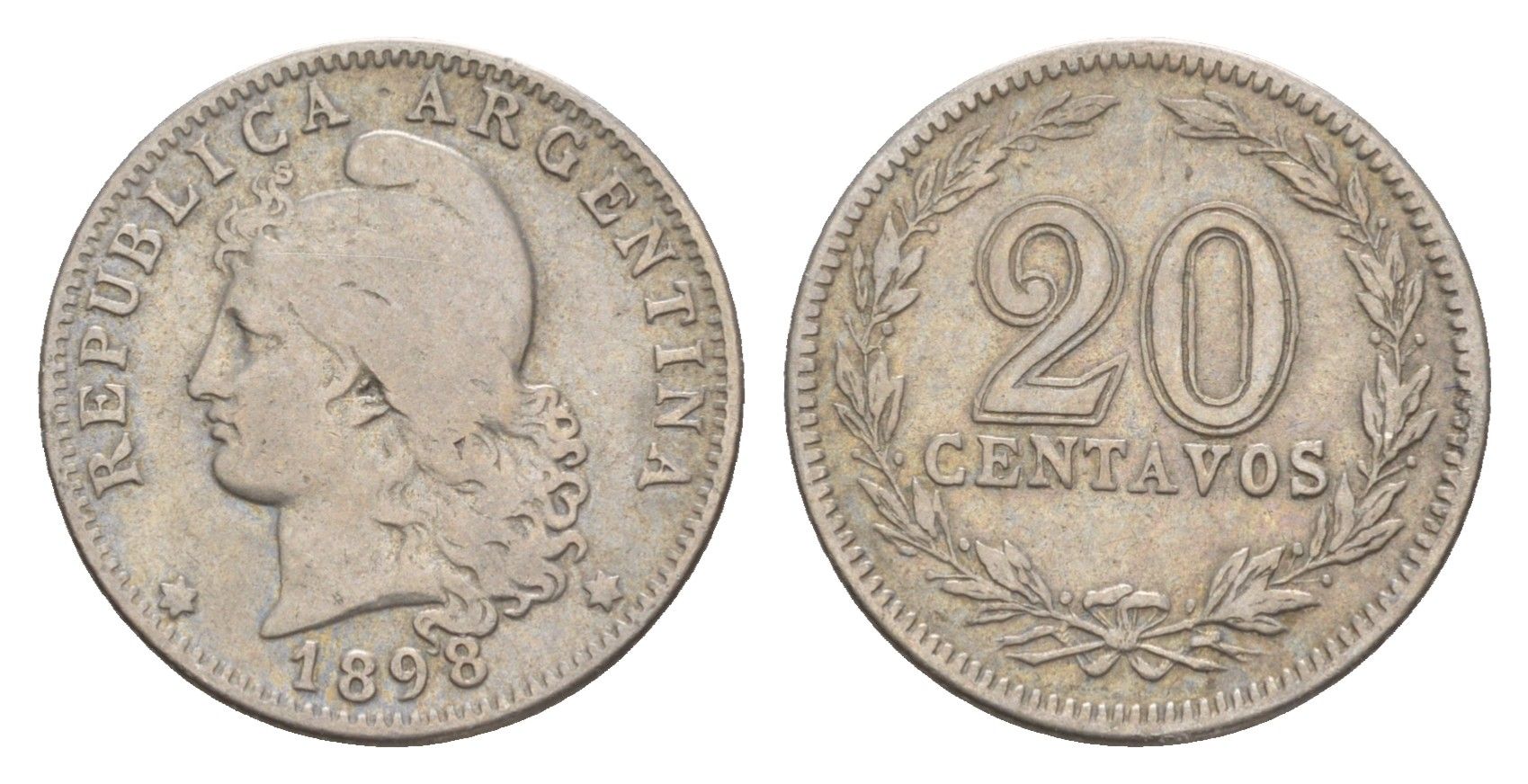 Аргентина 20 сентаво 1898 KM 36 медно-никель 4651-968