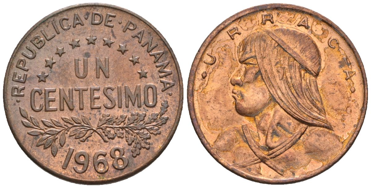 Панама 1 сентесимо 1968  KM 22 бронза  aUNC  4609-823
