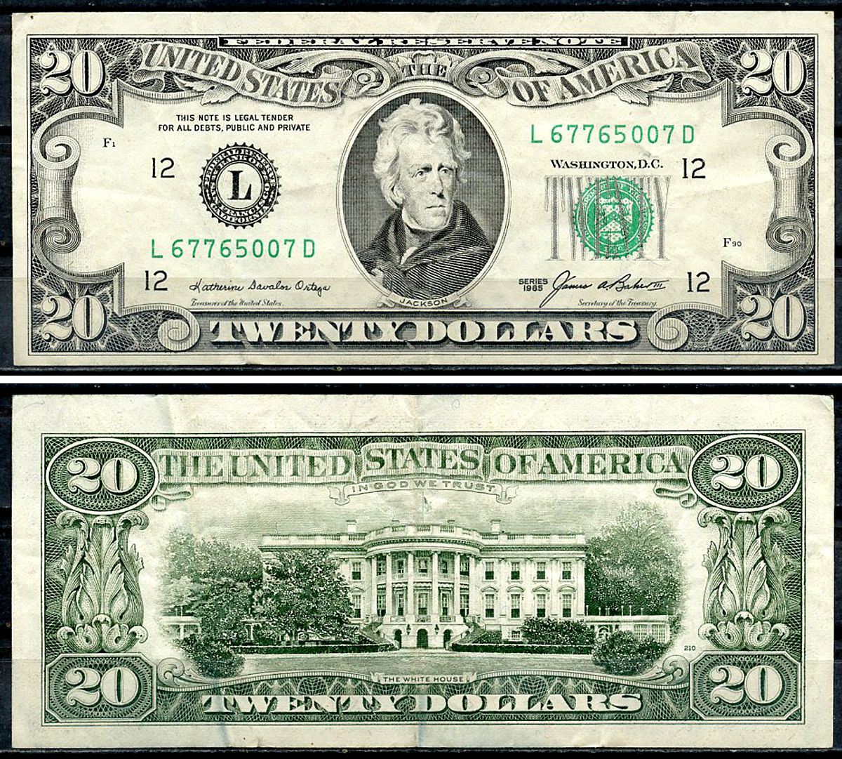 США 20 долларов 1985 L - Сан-Франциско, Калифорния Pick 477 бумага 6294-24-2-1