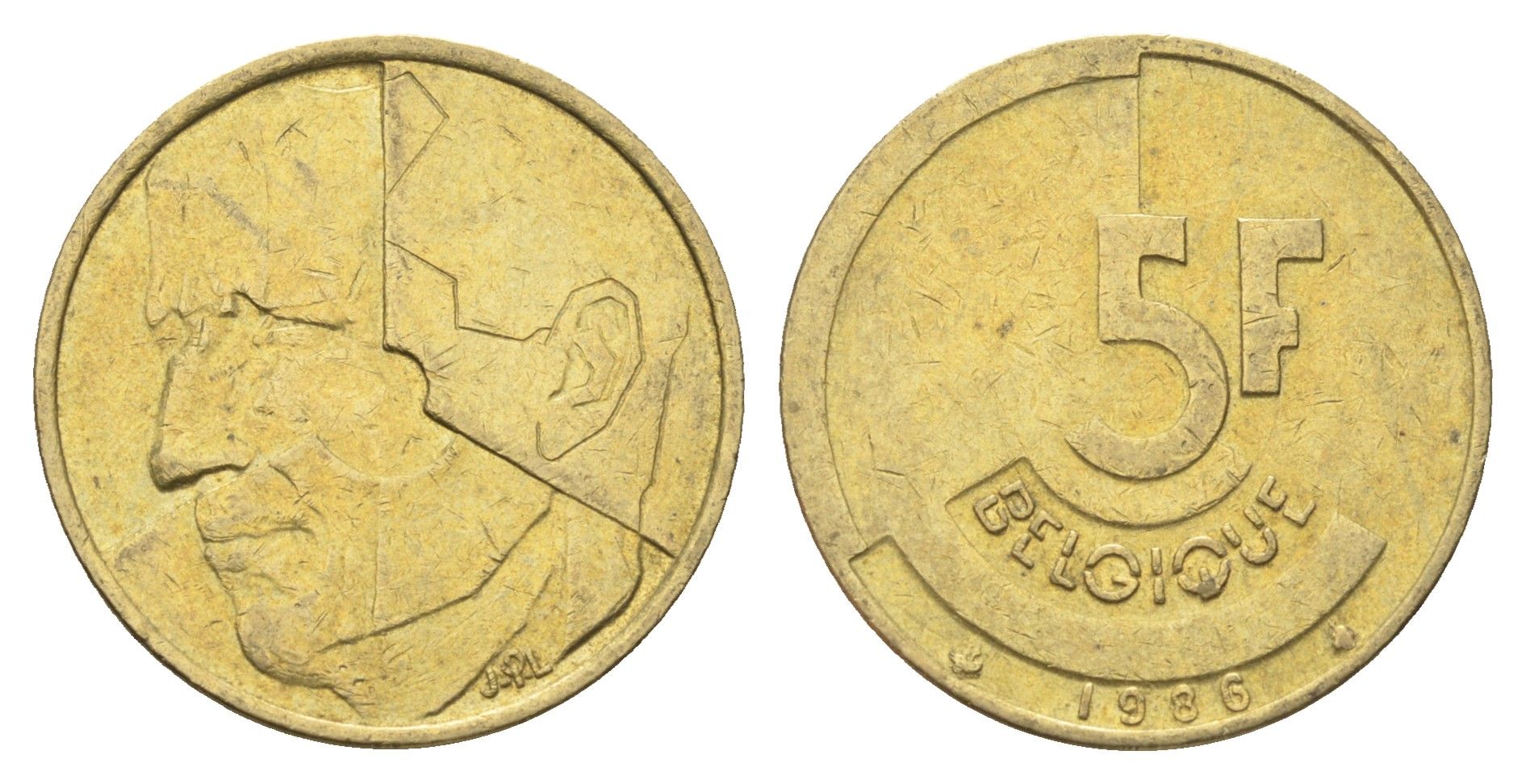 Бельгия 5 франков 1986 Belgique, Бодуэн I (1951-1993) KM 163 медь алюминий никель 4706-147