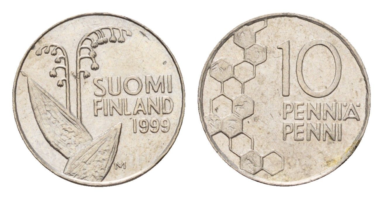 Финляндия 10 пенни 1999 KM 65 медно-никель 4617-539