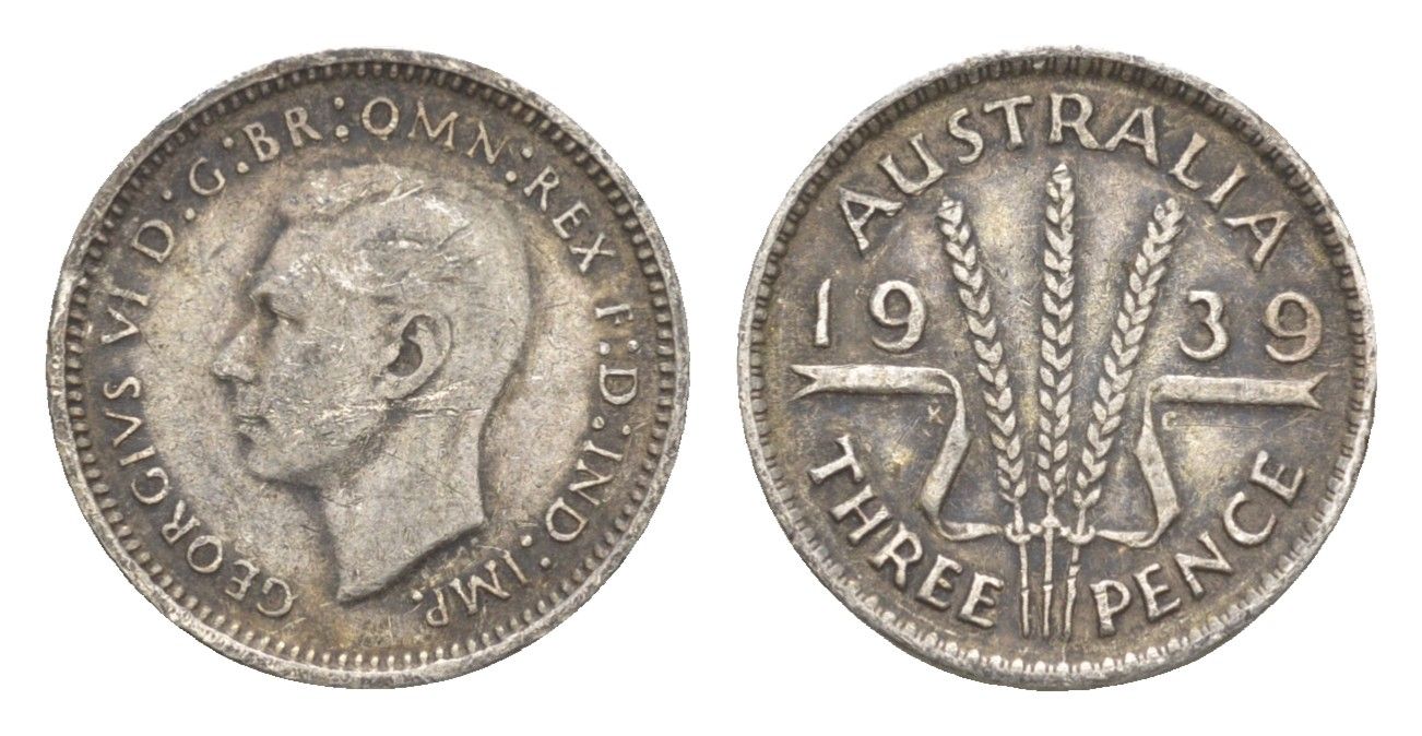 Австралия 3 пенса 1939 Георг VI (1936-1952) KM 37 серебро 4649-1061