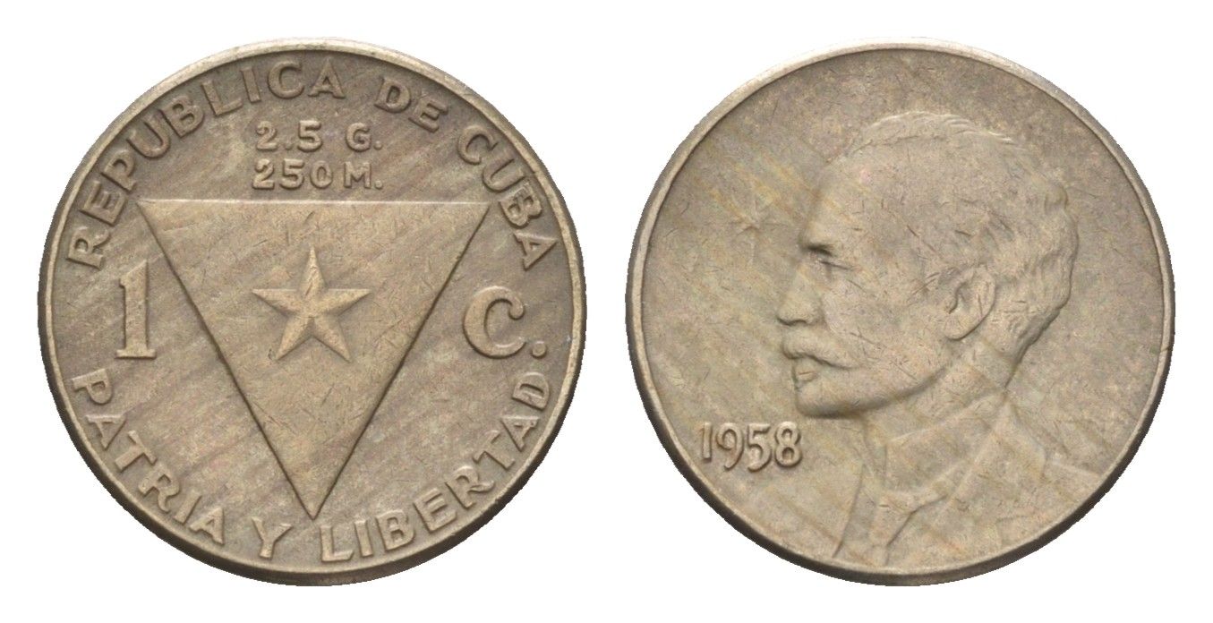 Куба 1 сентаво 1958 год-тип KM 30 медно-никель 4668-837